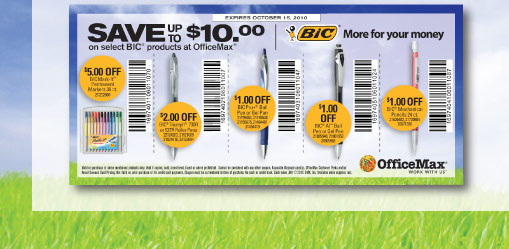 Save up to $10 on select BIC products at OfficeMax